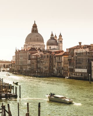 The domes of St Mark's Basilica viewed from across the Grand Canal