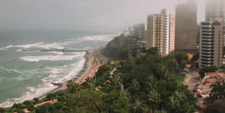 Aerial view of Lima's park and sea