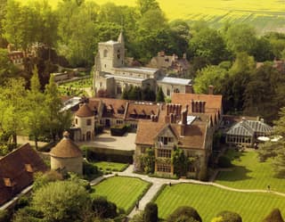 Aerial view of Belmond Le Manoir aux Quat'Saisons in a small country village