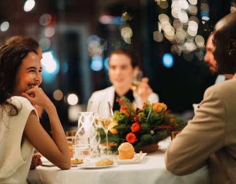 A group of friend enjoying the evening at DaV Mare restaurant terrace