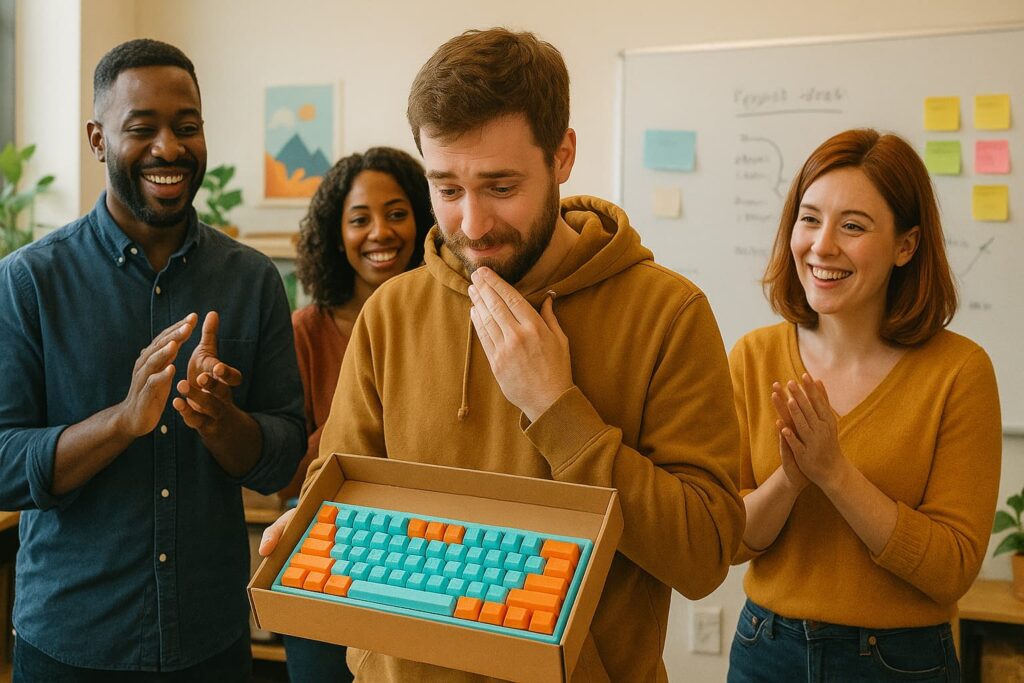 Paul Opens Gift From Coworker And Sees Mechanical Keyboard